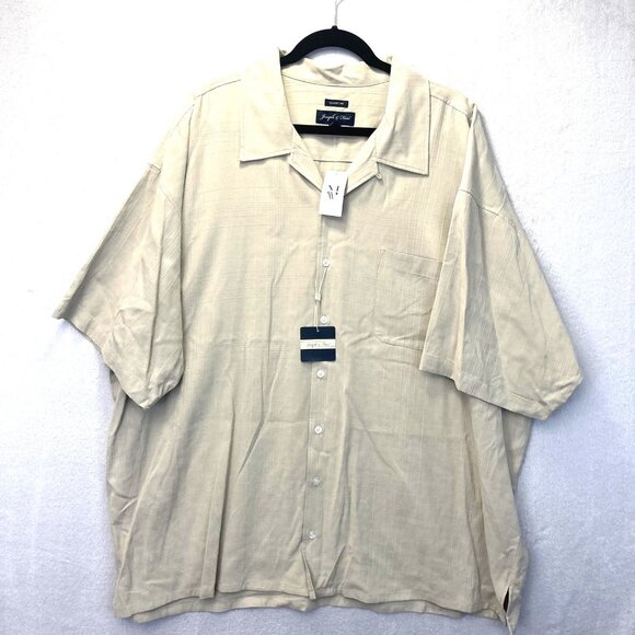 Joseph & Feiss Other - NWT Joseph & Feiss 100% Silk Button Up Shirt Mens 3XL Beige Classic Short Sleeve